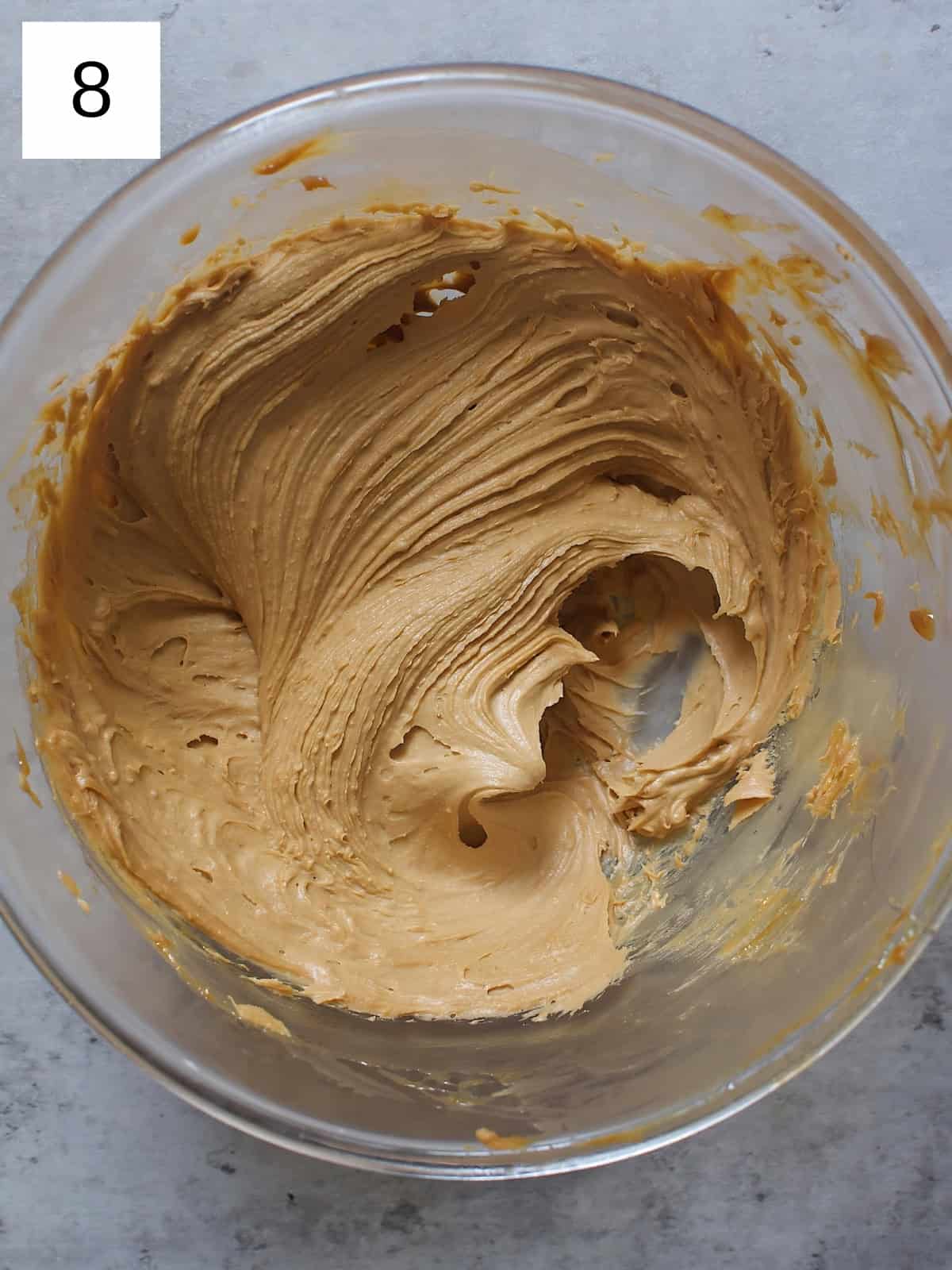 Fluffy chocolate ganache in a bowl.