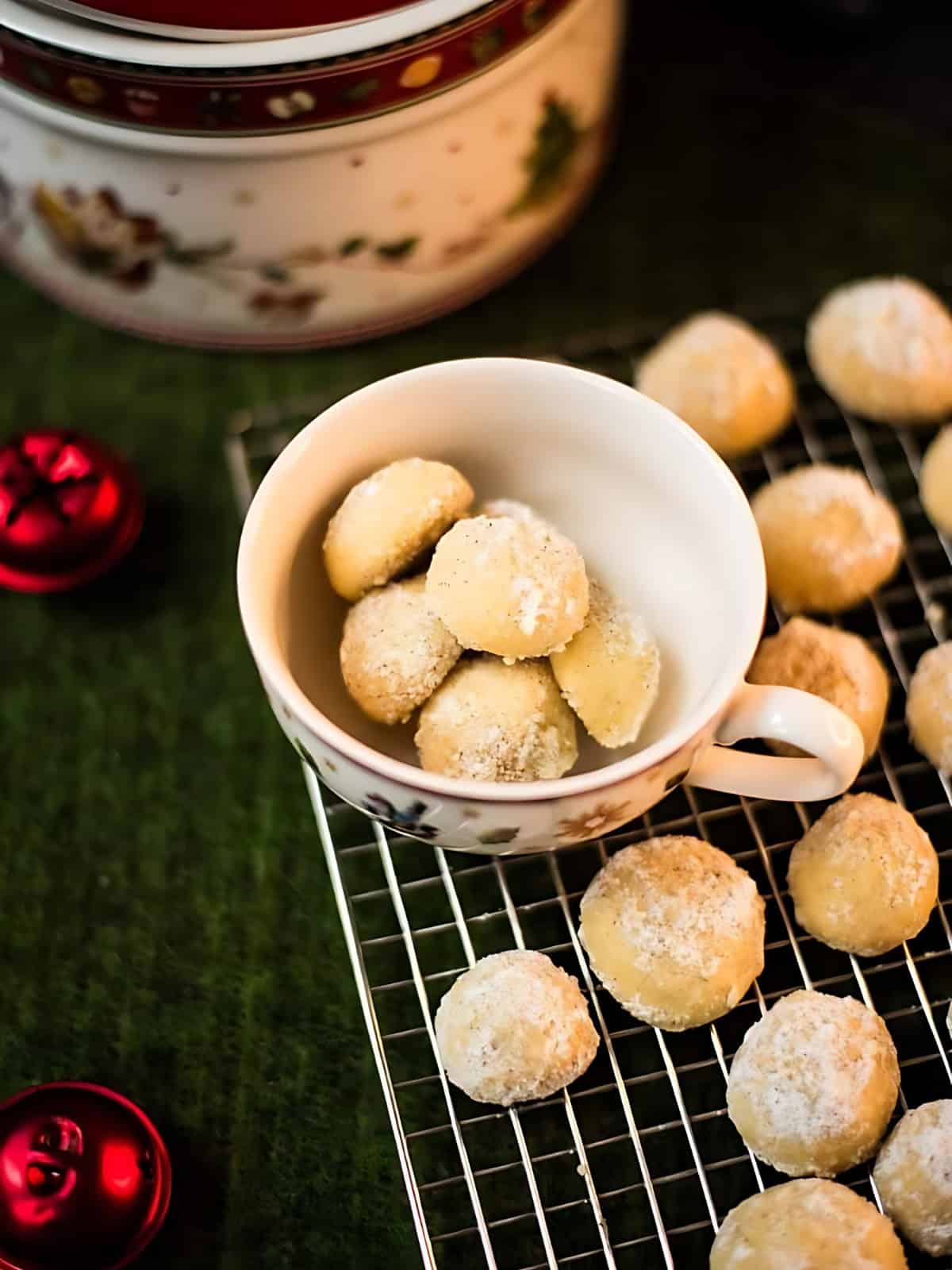 Butterball cookies in a cup.