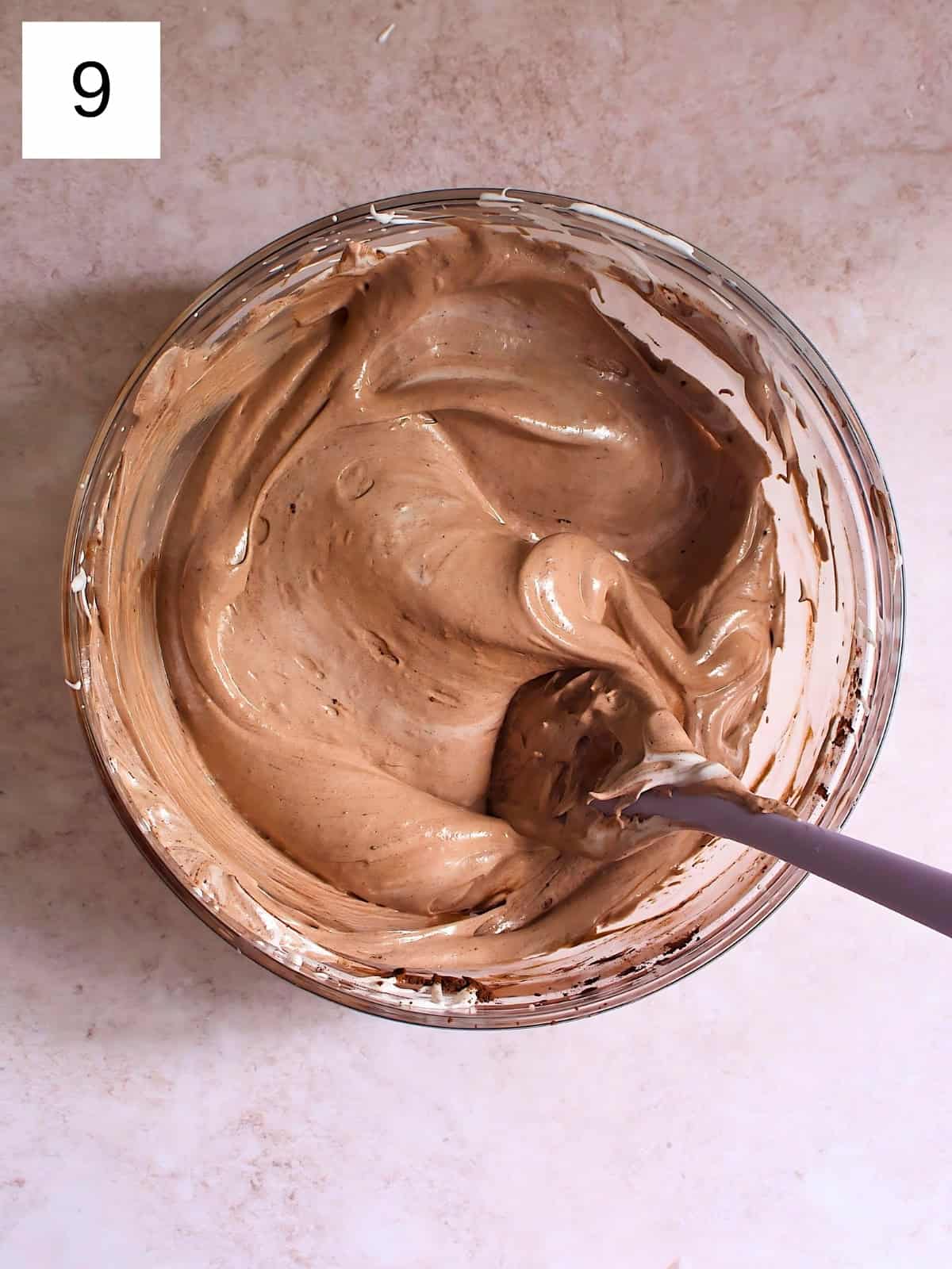 Fully mixed cocoa meringue mixture.