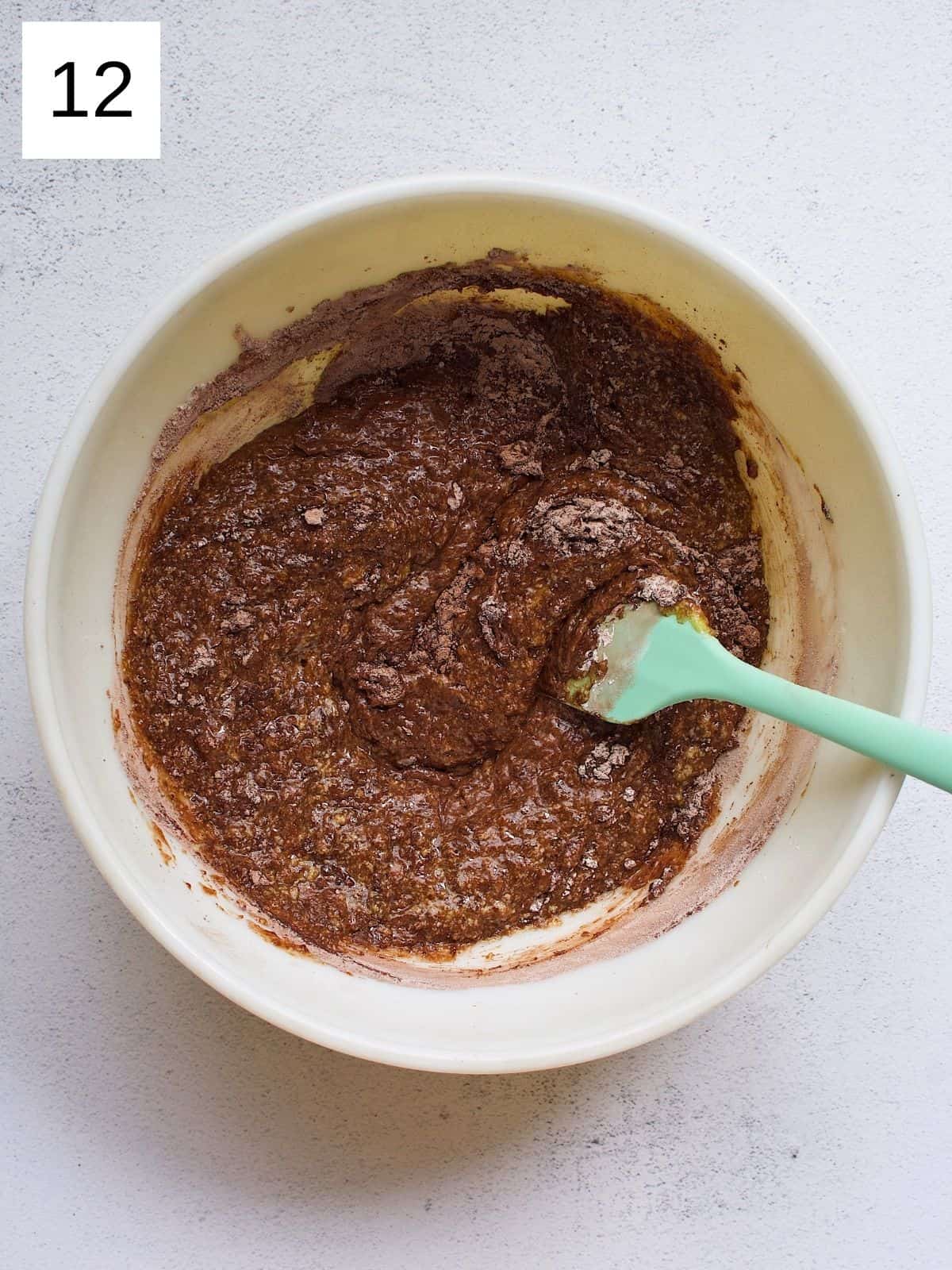 Mixed chocolate mango cake dry and wet ingredients.