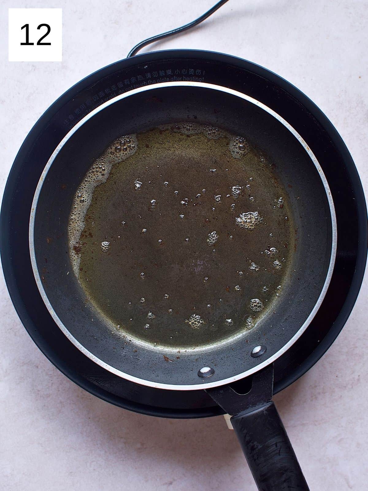 A heated skillet greased with butter.